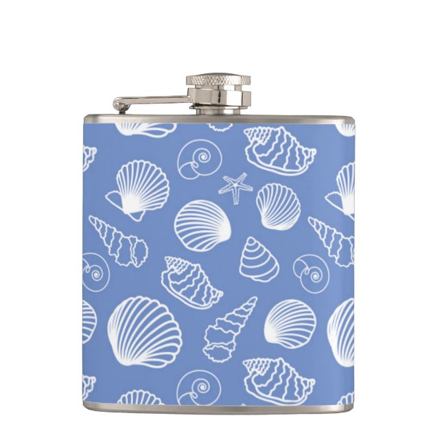 Sassy Seashell Pattern Hip Flask (Front)