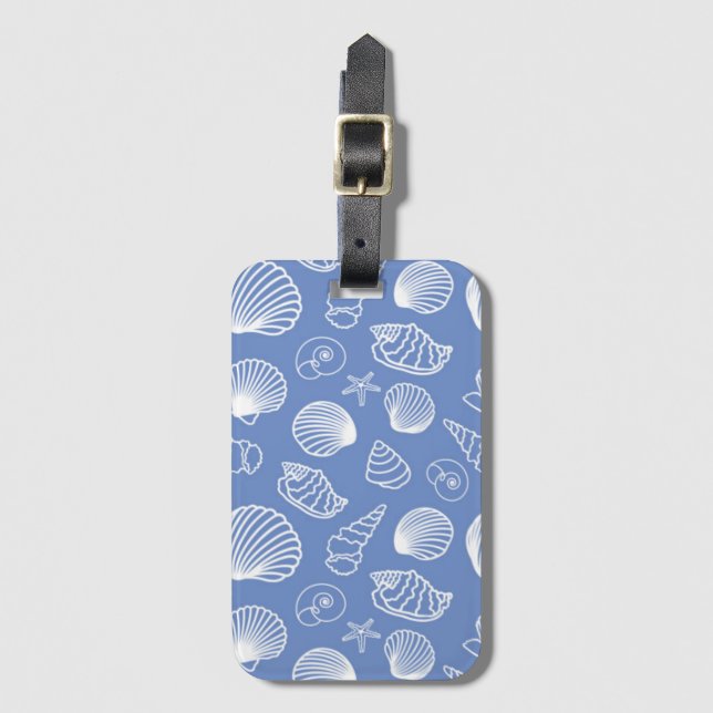 Sassy Seashell Pattern Luggage Tag (Front Vertical)