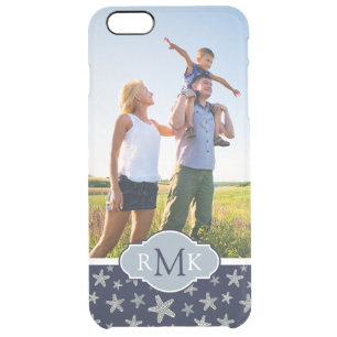 Sassy Seashell Pattern Your Photo & Monogram Clear iPhone 6 Plus Case