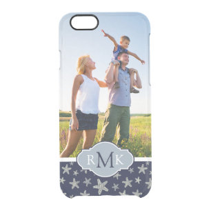 Sassy Seashell Pattern  Your Photo & Monogram Clear iPhone 6/6S Case