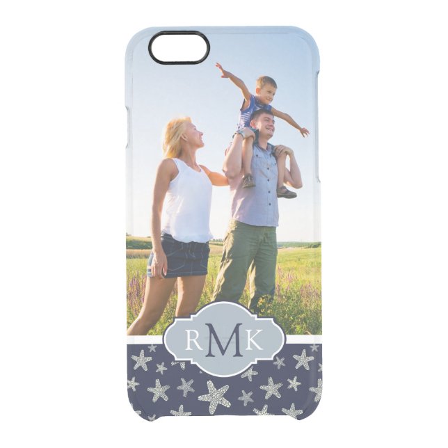 Sassy Seashell Pattern| Your Photo & Monogram Uncommon iPhone Case (Back)