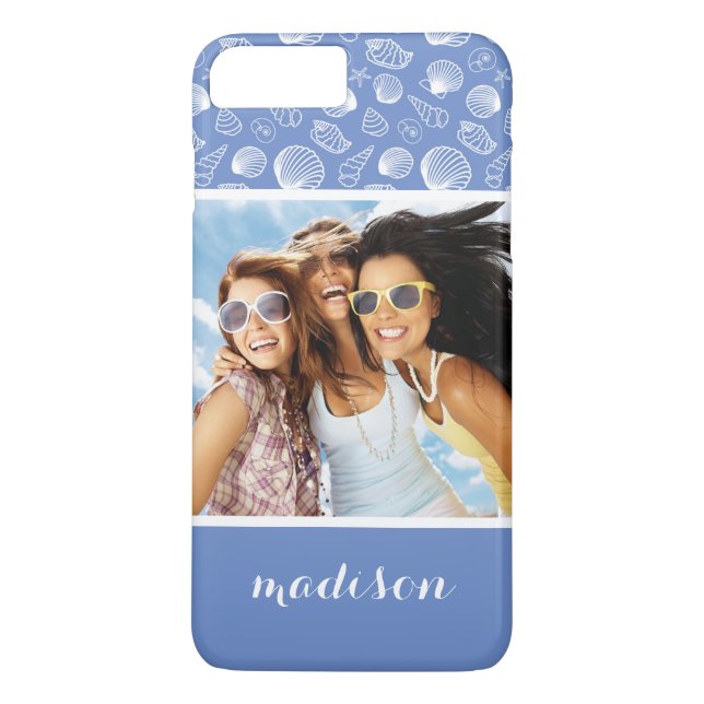 Sassy Seashell Pattern | Your Photo & Name Case-Mate iPhone Case (Back)