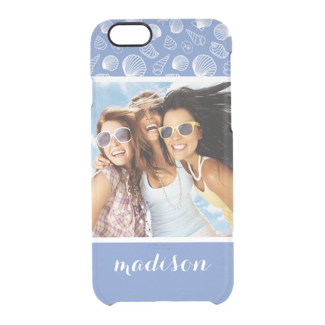 Sassy Seashell Pattern | Your Photo & Name Uncommon iPhone Case (Back)