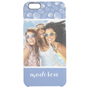 Sassy Seashell Pattern   Your Photo & Name Clear iPhone 6 Plus Case