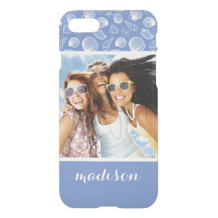 Sassy Seashell Pattern   Your Photo & Name iPhone SE/8/7 Case