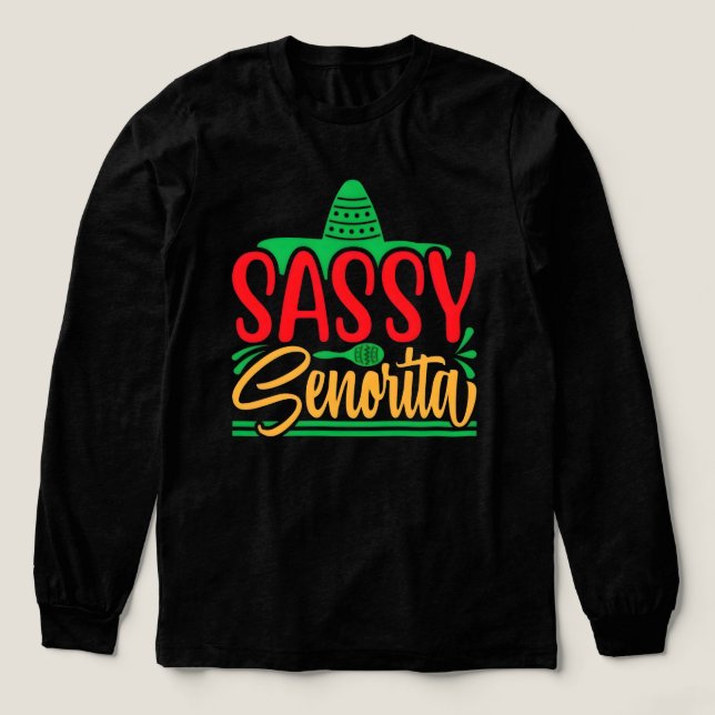 Sassy Senorita Celebrates Cinco De Mayo Fiesta Tri-Blend Shirt (Design Front)