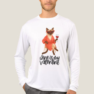Sassy Siamese Cat is drinking wine for Cat lovers Tri-Blend Shirt