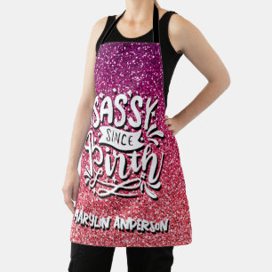 SASSY SINCE BIRTH CUSTOM GLITTER TYPOGRAPHY APRON
