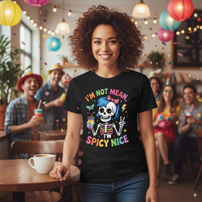 Sassy Skeleton Rainbow Spicy Nice Attitude Humor T-Shirt (Creator Uploaded)