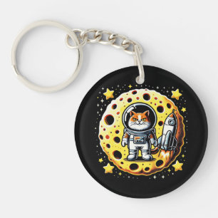 Sassy Space Cat: Cheese Moon Quest Keychain