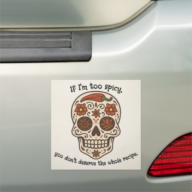  Sassy Spicy Whole Recipe Sugar Skull Car Magnet (In Situ)