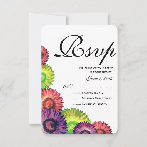 Sassy Spring Flowers Modern Wedding RSVP Card