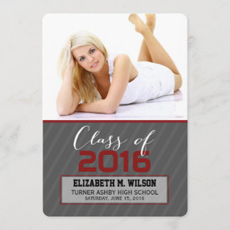 Sassy Stripes Graduation Announcement (red)