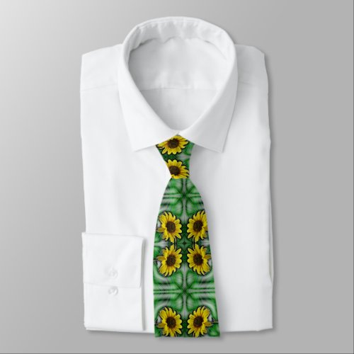 Sassy Sunflowers green Neck Tie