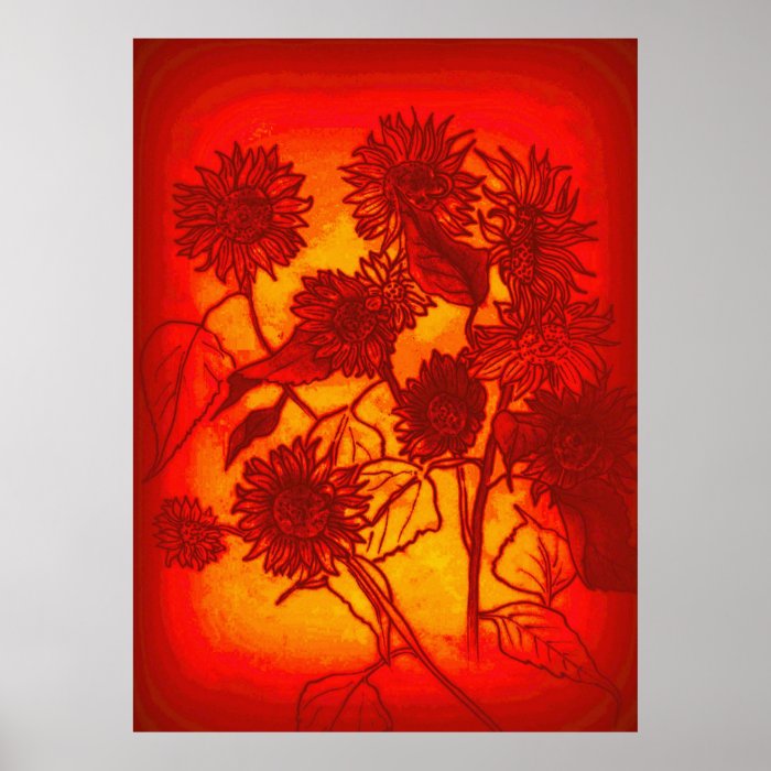 Sassy Sunflowers in Orange Posters