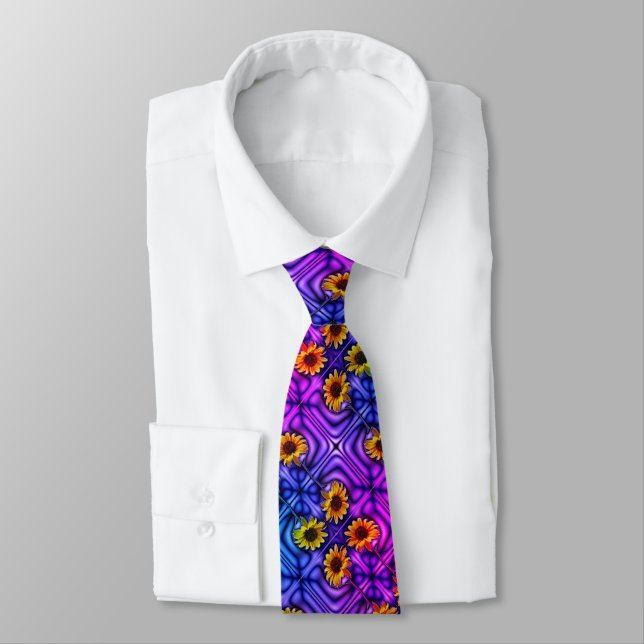Sassy Sunflowers purple Neck Tie (Tied)