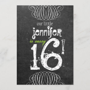 Sassy Sweet Sixteen Chalkboard Invitation
