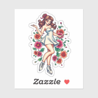Sassy Tattoo Style Ice Skater Sticker