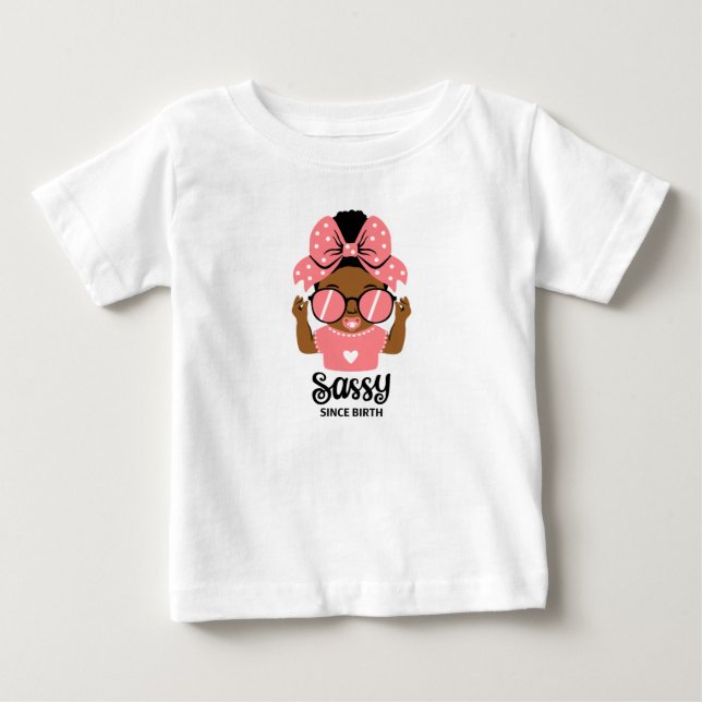 Sassy Toddler Girl Shirt with Afro & Shades (Front)
