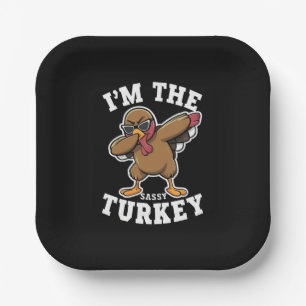 Sassy Turkey Matching Family Thanksgiving Party Paper Plates