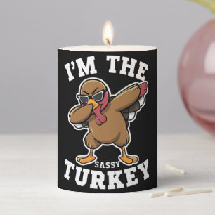 Sassy Turkey Matching Family Thanksgiving Party Pillar Candle