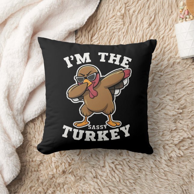 Sassy Turkey Matching Family Thanksgiving Party  Throw Pillow (Blanket)