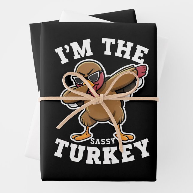 Sassy Turkey Matching Family Thanksgiving Party  Wrapping Paper Sheets (In situ)