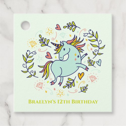 Sassy Unicorn Magical Birthday Favor Tags