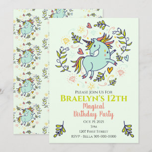 Sassy Unicorn Magical Birthday Invitation
