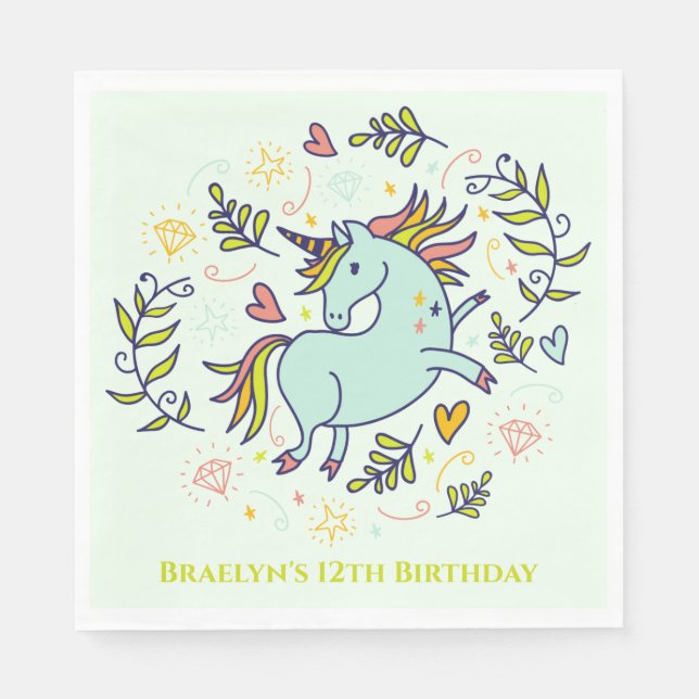 Sassy Unicorn Magical Birthday Napkins (Front)