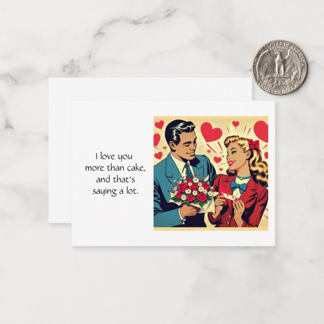 Sassy Vintage Valentine with Quote Note Card (Front/Back In Situ)