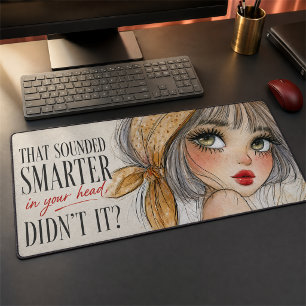Sassy Watercolor Woman with Sarcastic Quote Desk Mat