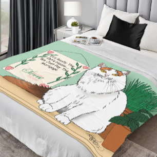 Sassy White Orange Sweet Cat Kitty Home Humor Fleece Blanket