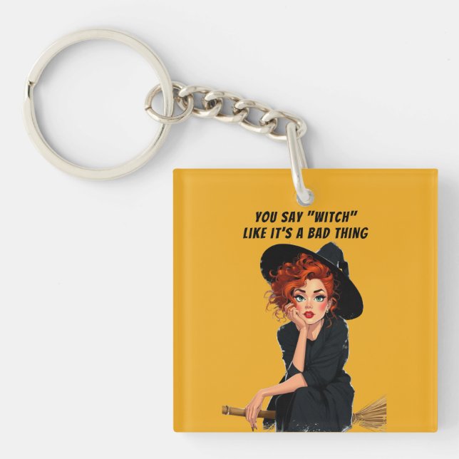 Sassy Witch Halloween Design Keychain (Front)