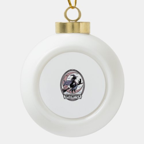 Sassy Witch Shirt Vintage Halloween Art_1 Ceramic Ball Christmas Ornament