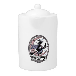Sassy Witch Shirt Vintage Halloween Art_1 Teapot