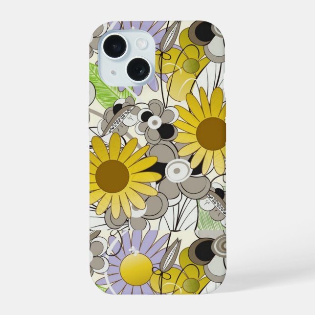 Sassy Yellow Flowered   Iphone Case (Back)