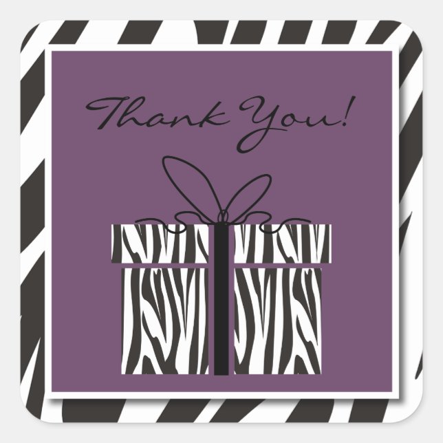 Sassy Zebra Baby Shower Thank You Stickers (Front)