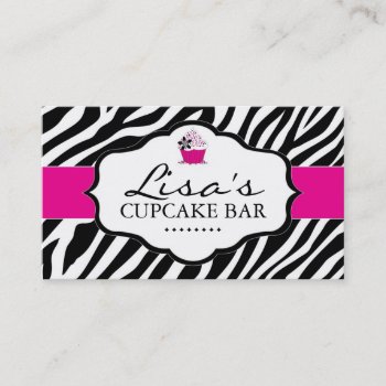 Sassy Zebra Cupcake Business Card by colourfuldesigns at Zazzle