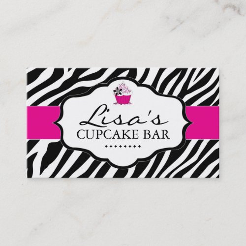 Sassy Zebra Cupcake Business Card