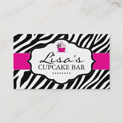 Customizable Sassy Zebra Cupcake Business Card
