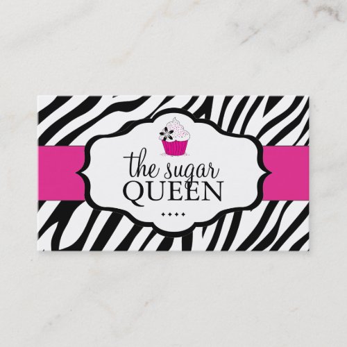 Sassy Zebra Cupcake Business Card