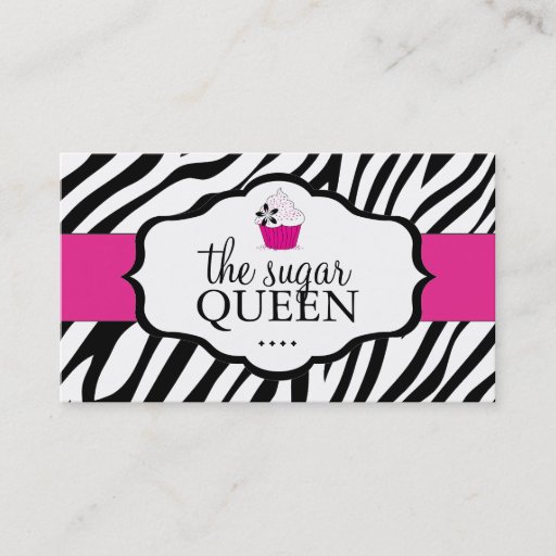 Customizable Sassy Zebra Cupcake Business Card