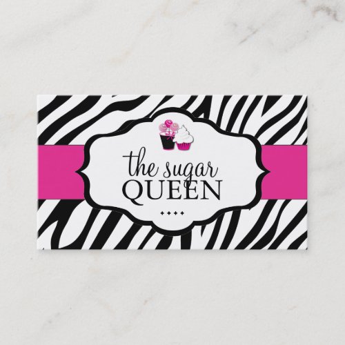 Sassy Zebra Cupcake Business Card
