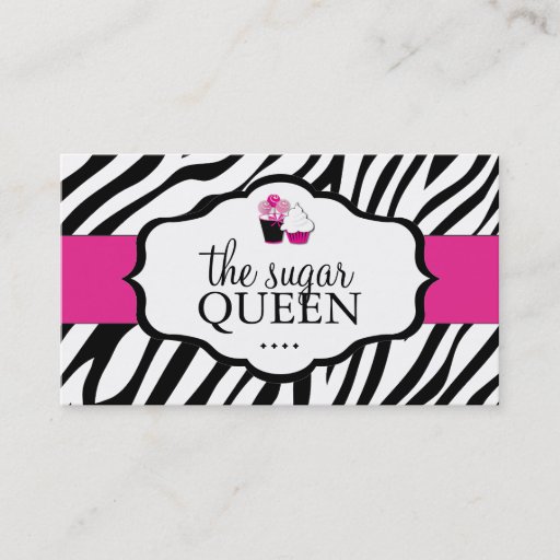 Customizable Sassy Zebra Cupcake Business Card