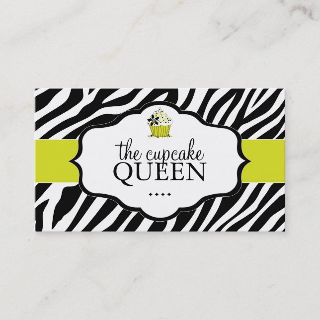 Sassy Zebra Cupcake Business Card (Front)