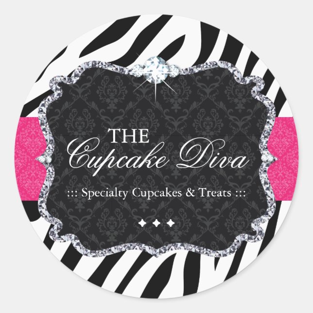 Sassy Zebra Cupcake - Packaging Stickers (Front)