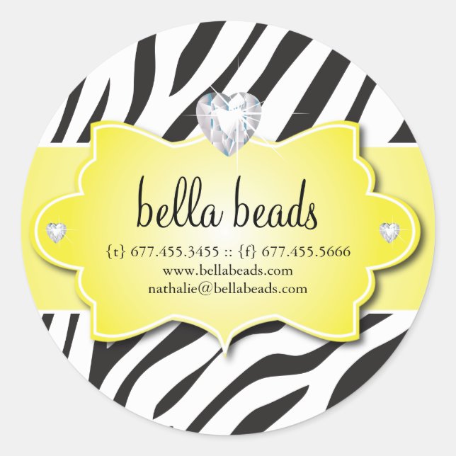 Sassy Zebra Jewelry Designer Stickers (Front)