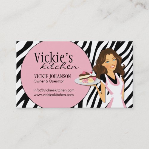 Sassy Zebra Print Bakery Business Card