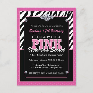 Sassy Zebra Print Birthday Party Invites